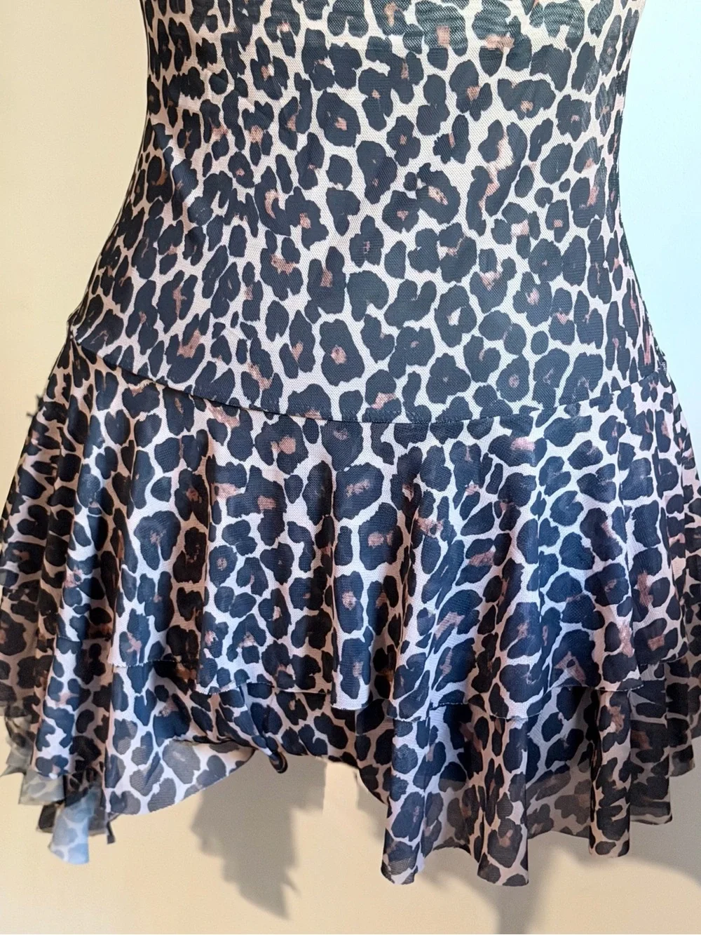 NWT Avidlove Mesh Ruched Bodycon Lingerie Mini Dress in leopard print.